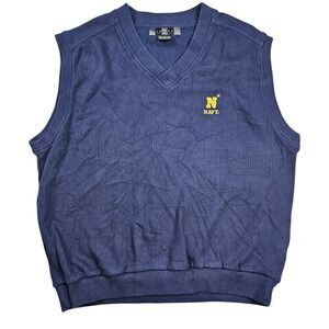 Vintage Navy Midshipmen Nike Golf Sweater Vest Mens Size XL Blue Preppy Athletic